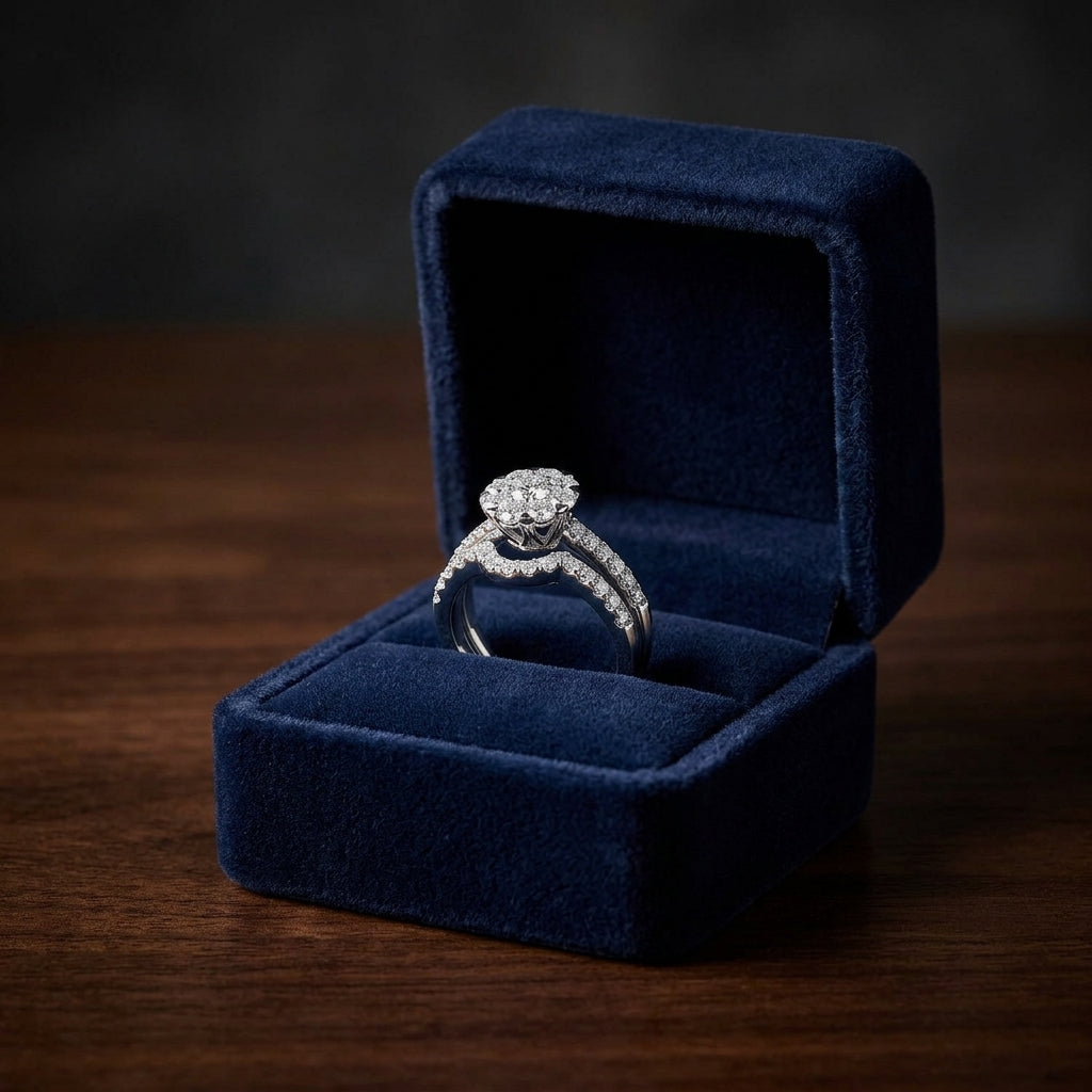 Diamond Pave Wed Set In 14k White Gold — gift presentation