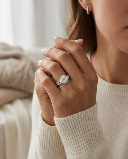 Diamond Pave Eng Ring In 14k White Gold — editorial close-up