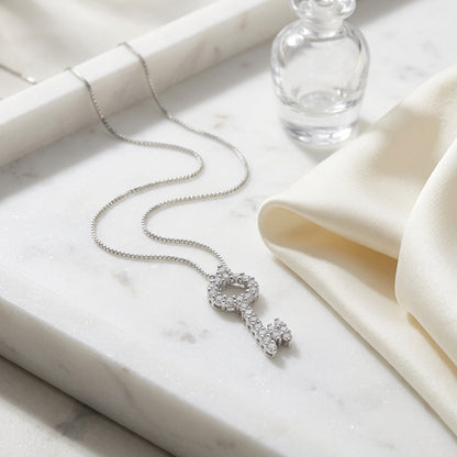 Diamond Key Pendant In 14k White Gold (1/4 Ct.tw.) — atelier still life