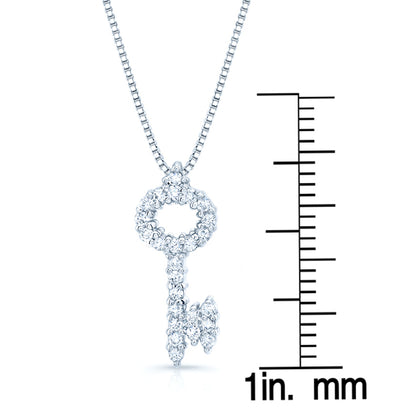Diamond Key Pendant In 14k White Gold (1/4 Ct.tw.)