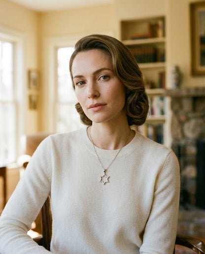 Diamond Star Of David Pendant In 14k White Gold — portrait full