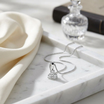 Diamond Flower Pendant 14k White Gold — atelier still life