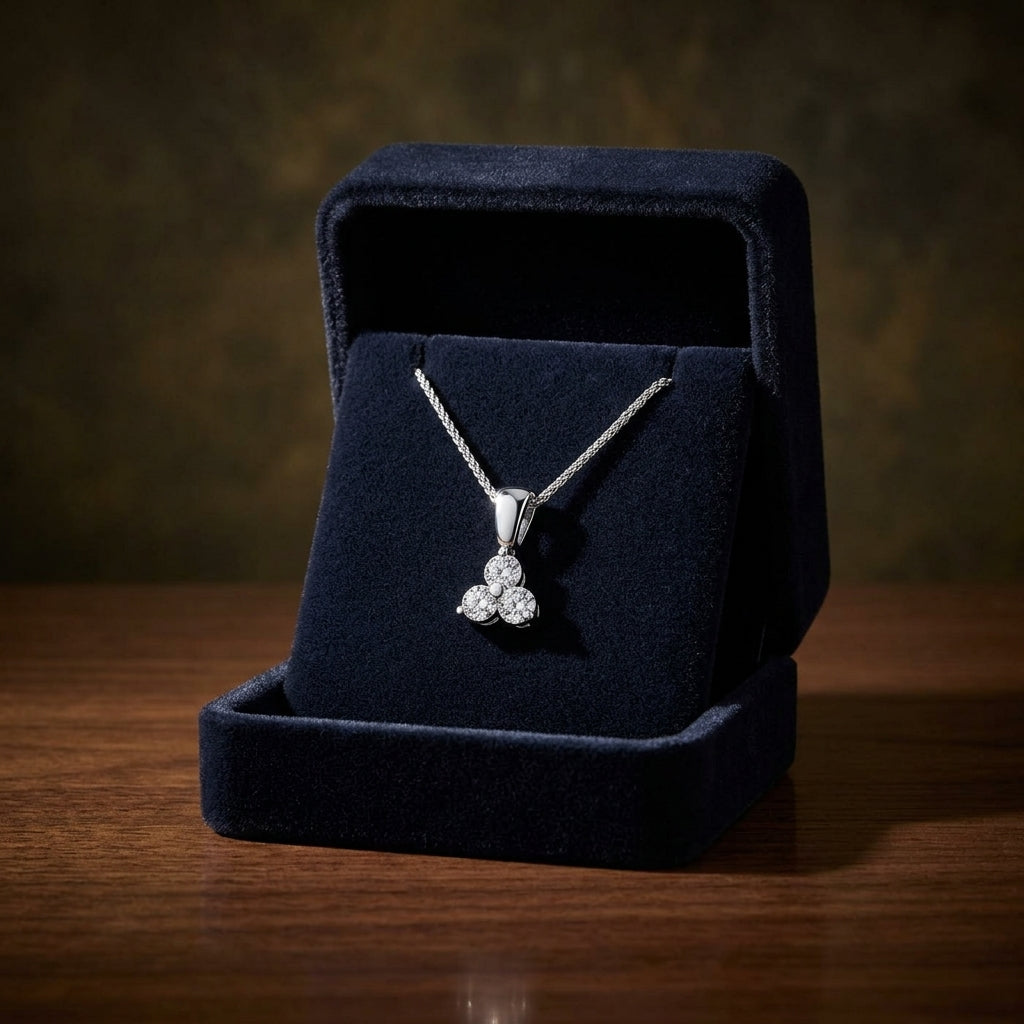 Diamond Flower Pendant 14k White Gold — gift presentation