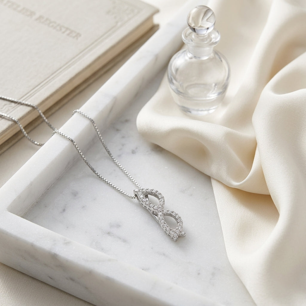 14k White Gold 1/6ct Tdw Diamond Cat Eye Pendant (h-i, Vs1-vs2) — atelier still life