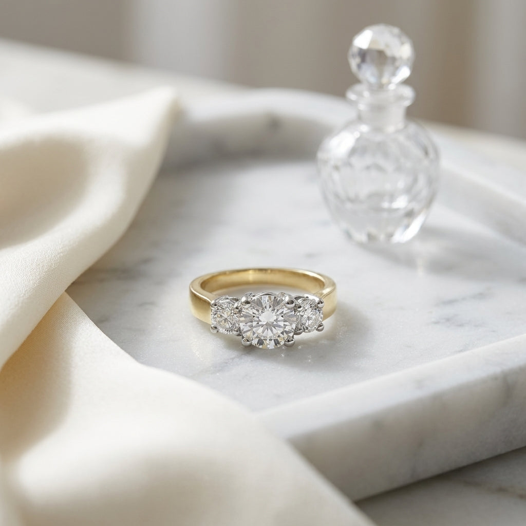 3 Stone Diamond Band In 14k White Gold (1  1/5 Ct.tw.) — atelier still life