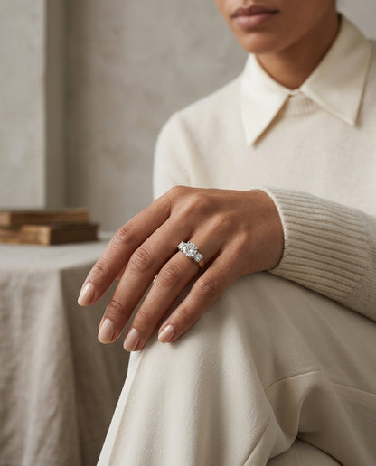 3 Stone Diamond Band In 14k White Gold (1  1/5 Ct.tw.) — editorial close-up