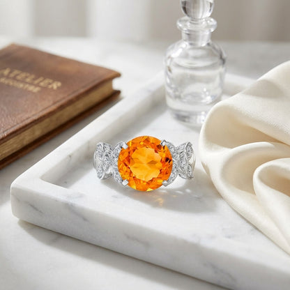Estie G 14k White Gold Citrine And 1/3ct Tdw Diamond Ring (h-i, Si1-si2) (size 7) — atelier still life