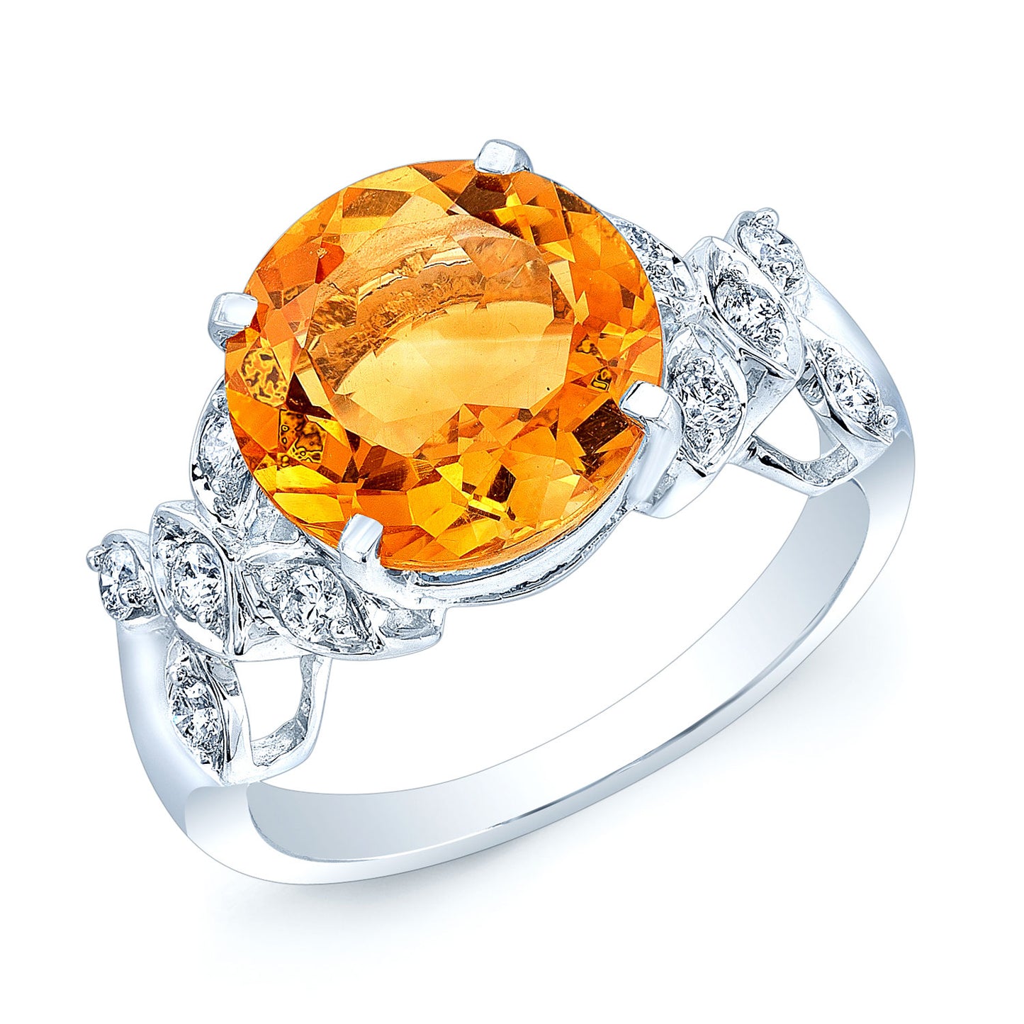 Estie G 14k White Gold Citrine And 1/3ct Tdw Diamond Ring (h-i, Si1-si2) (size 7)