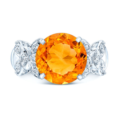 Estie G 14k White Gold Citrine And 1/3ct Tdw Diamond Ring (h-i, Si1-si2) (size 7)