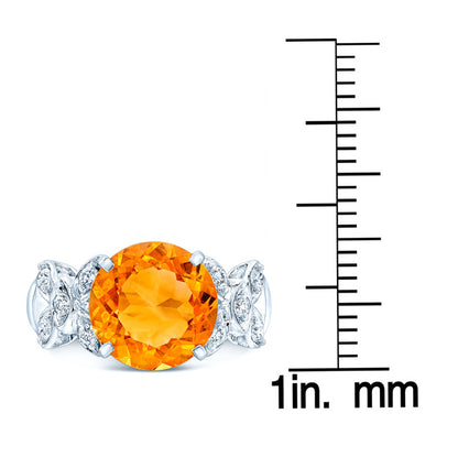 Estie G 14k White Gold Citrine And 1/3ct Tdw Diamond Ring (h-i, Si1-si2) (size 7)