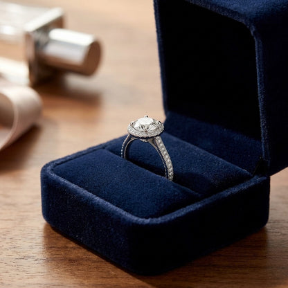 Preset Diamond Halo Engagement Ring In 14k White Gold (1.01 Gia Ctr) — velvet box