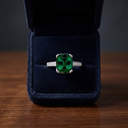 Green Tourmaline And Diamond Filigree Ring In 14k White Gold — gift presentation
