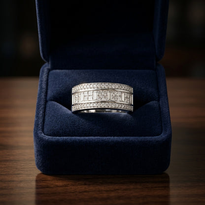 Round, Princess And Baguette Diamond Ring In 14k White Gold (9/10 Ct. Tw.) — gift presentation