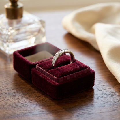 Diamond Princess Cut Channel Ring In 14k White Gold 1/2 Ctw — velvet box