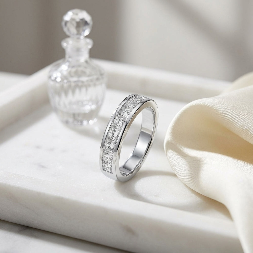 Diamond Princess Cut Channel Ring In 14k White Gold (1 Ctw ) — atelier still life