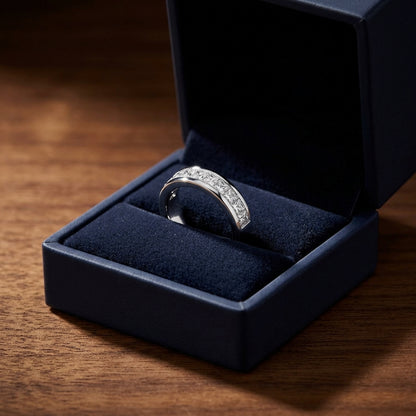 Diamond Princess Cut Channel Ring In 14k White Gold (1 Ctw ) — gift presentation