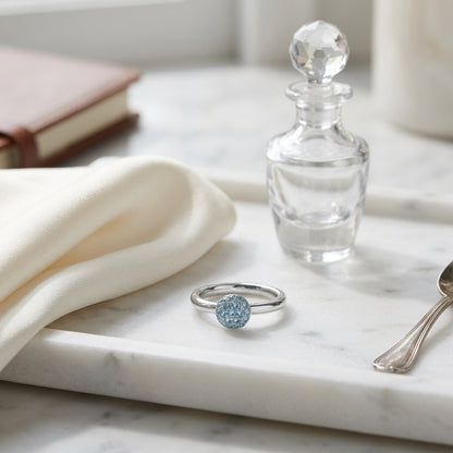 Blue Topaz Stackable Ring In 14k White Gold — atelier still life