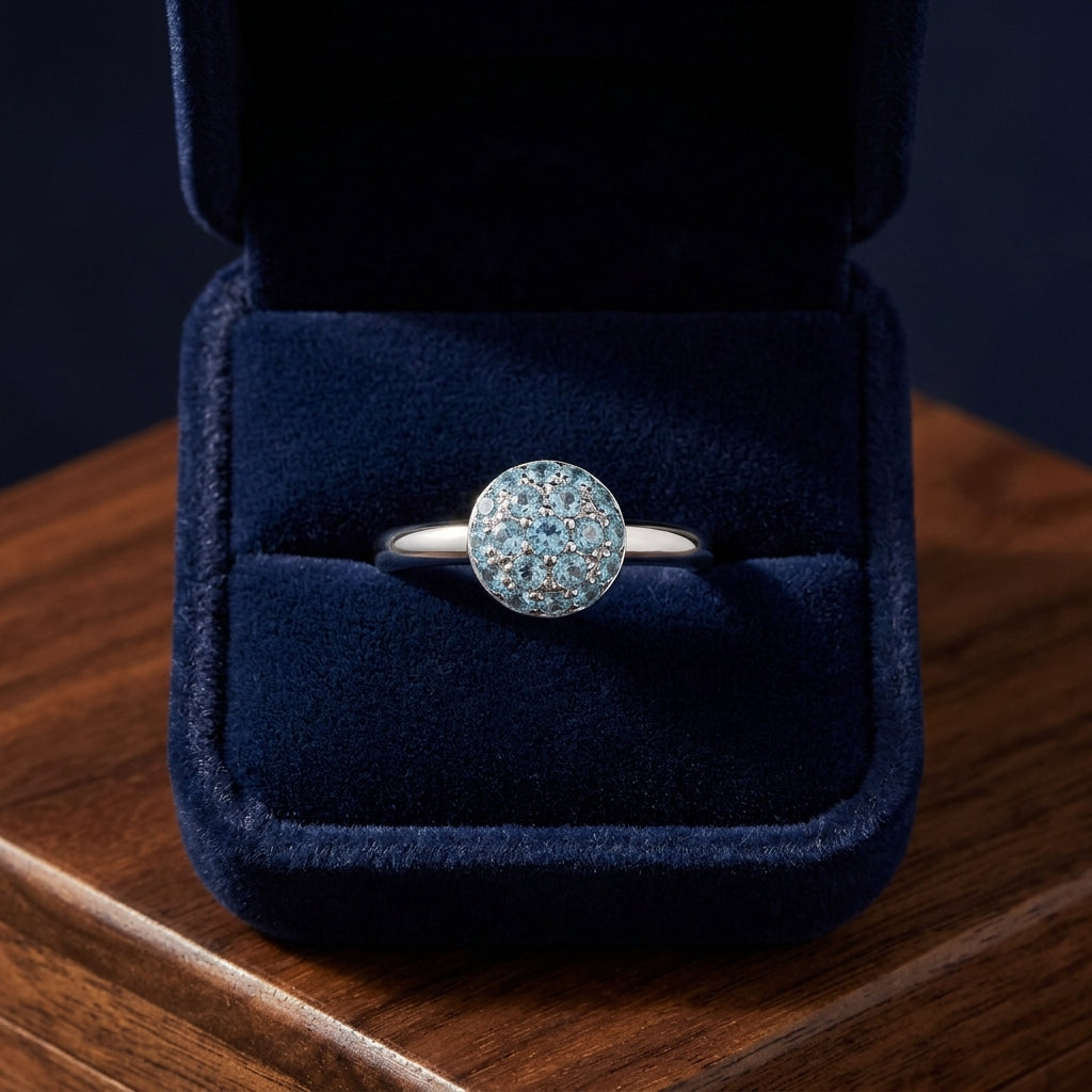 Blue Topaz Stackable Ring In 14k White Gold — gift presentation