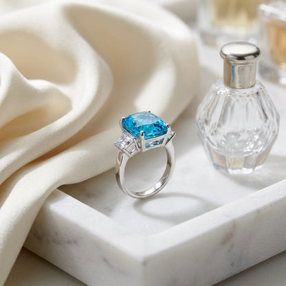 Blue Topaz Ring In 14k White Gold — atelier still life