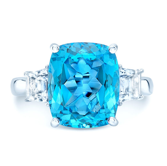 Blue Topaz Ring In 14k White Gold