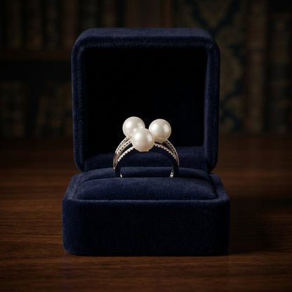 Freshwater Pearl And Diamond Ring In 14k White Gold — gift presentation