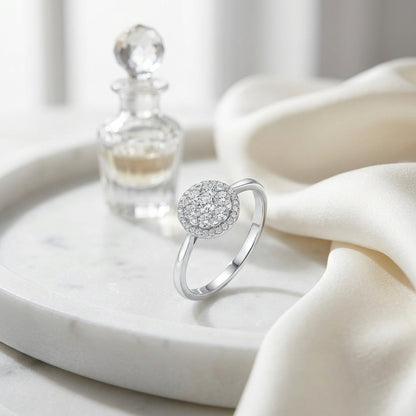 Diamond Halo Ring In 14k White Gold, Size 6 — atelier still life