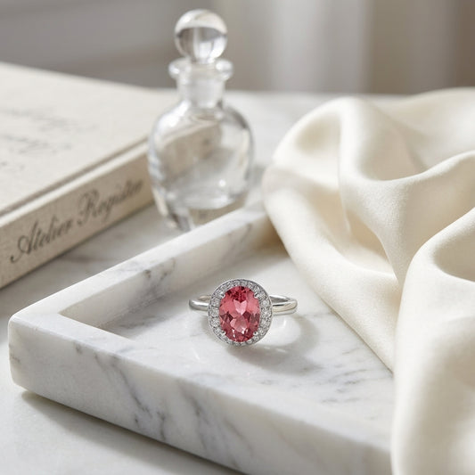 14k White Gold Pink Tourmaline 0.125ct Tdw Diamond Ring (h-i, Vs1-vs2) — atelier still life