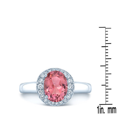 14k White Gold Pink Tourmaline 0.125ct Tdw Diamond Ring (h-i, Vs1-vs2)