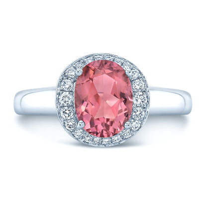 14k White Gold Pink Tourmaline 0.125ct Tdw Diamond Ring (h-i, Vs1-vs2)