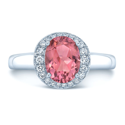 14k White Gold Pink Tourmaline 0.125ct Tdw Diamond Ring (h-i, Vs1-vs2)
