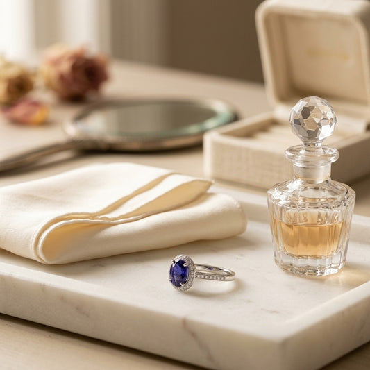 Iolite And Diamond Oval Halo Ring In 14k White Gold — marble silk