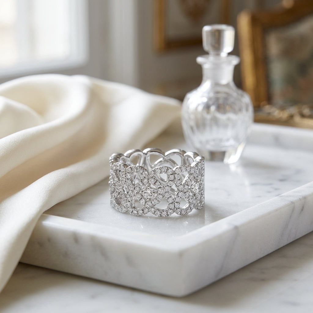 Diamond Lace Design Ring In 14k White Gold (sample) — atelier still life