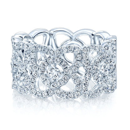 Diamond Lace Design Ring In 14k White Gold (sample)