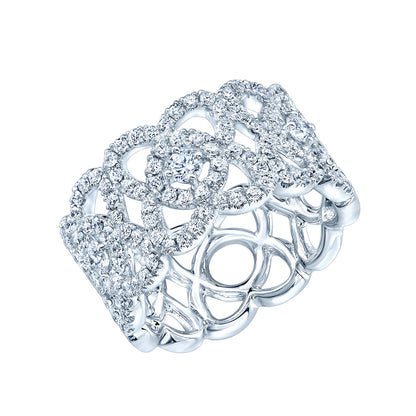 Diamond Lace Design Ring In 14k White Gold (sample)