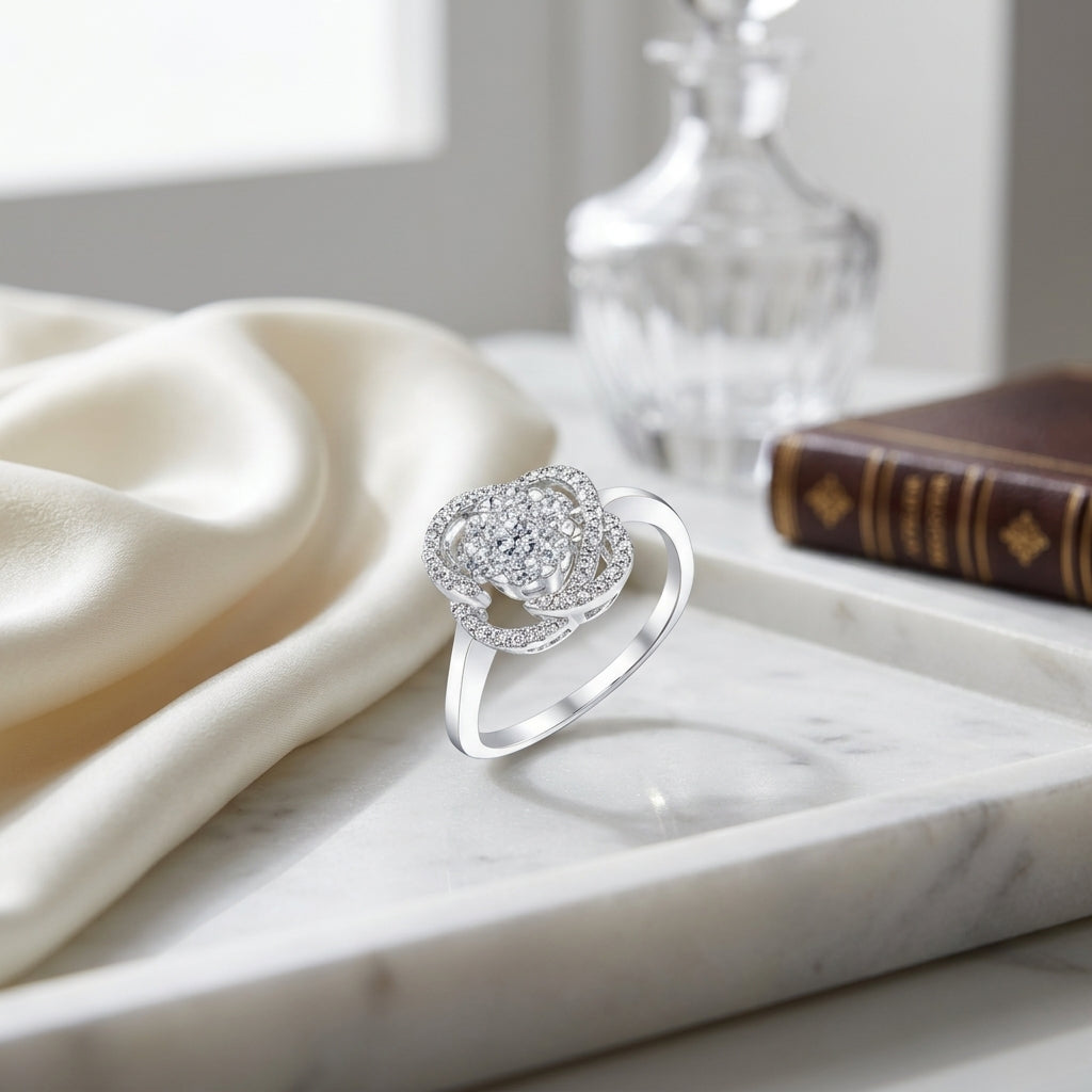 14k White Gold Crossed Knot Diamond Ring 0.50ctw — atelier still life