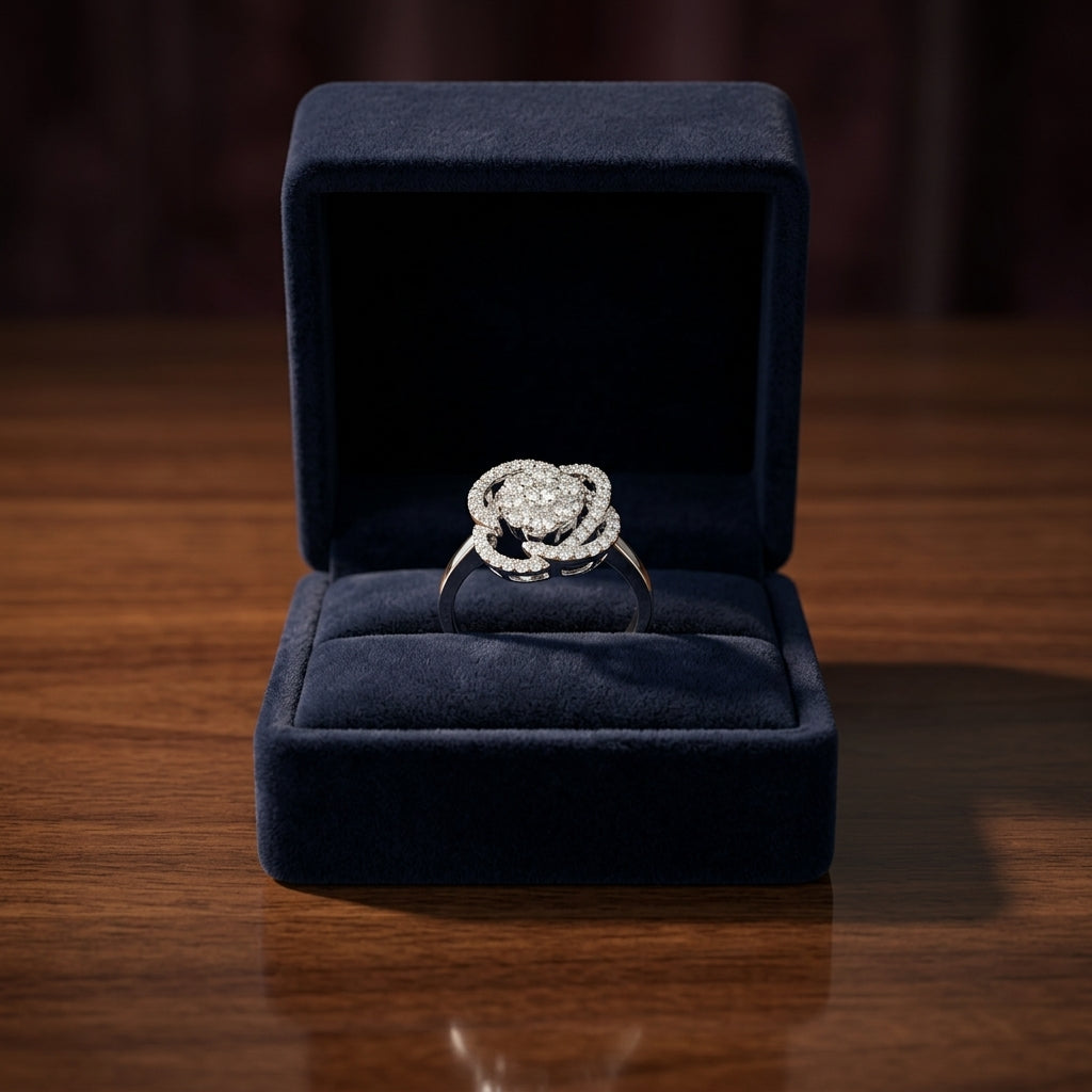 14k White Gold Crossed Knot Diamond Ring 0.50ctw — gift presentation