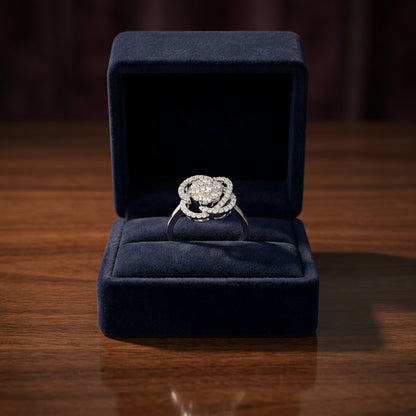14k White Gold Crossed Knot Diamond Ring 0.50ctw — gift presentation