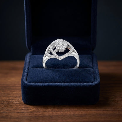 Diamond Geometric Ring In 14k White Gold — gift presentation