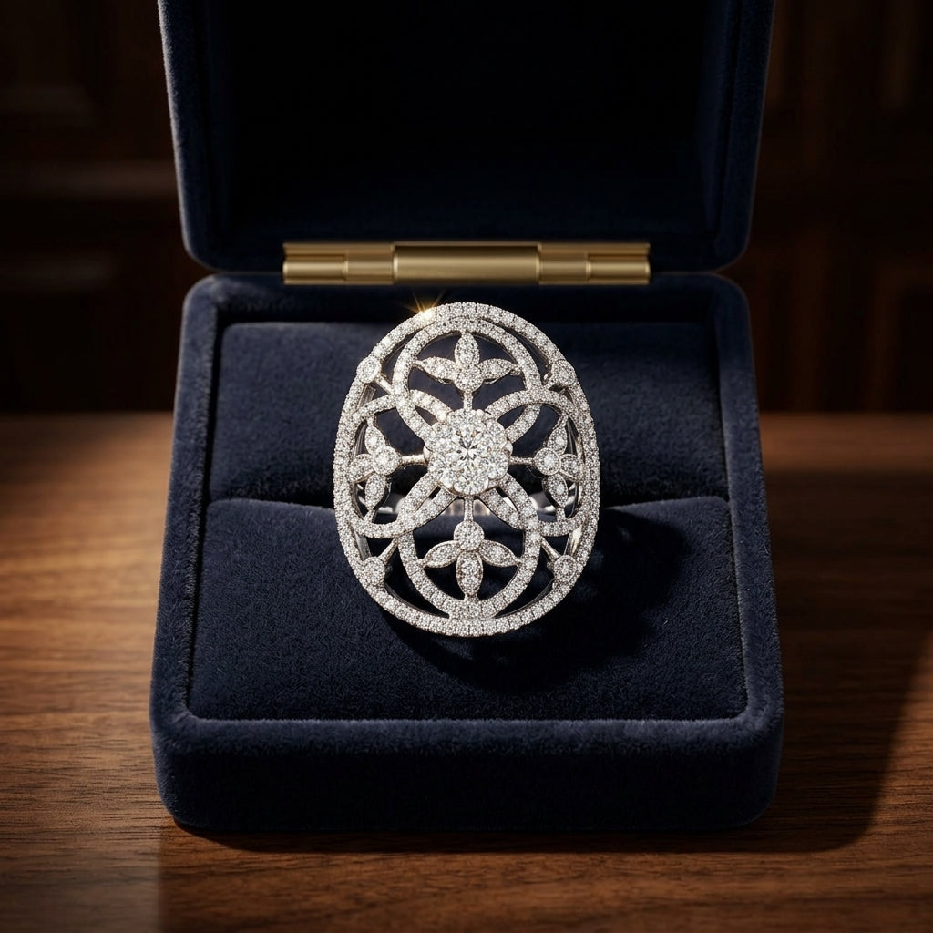 Diamond Edwardian Ring In 14k White Gold — gift presentation