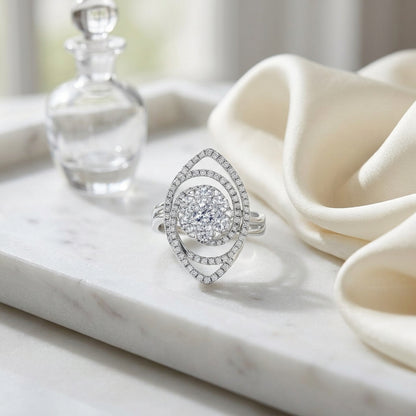 Diamond Marquise Swirl Ring In 14k White Gold — atelier still life
