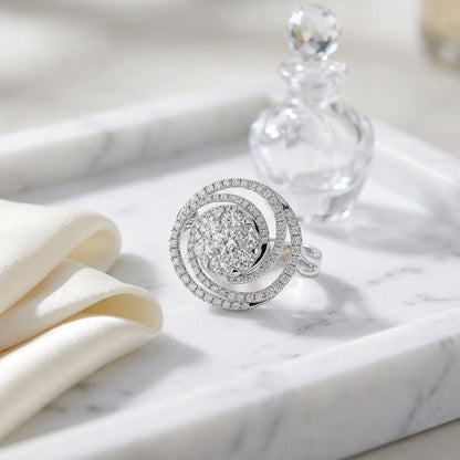 Diamond Circle Swirl Ring In 14k White Gold 1.15ctw — atelier still life