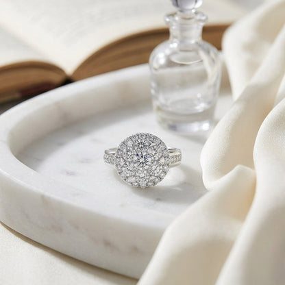 Diamond Halo Ring With Illusion Channel Shank In 14k White Gold 1.25ctw — atelier still life
