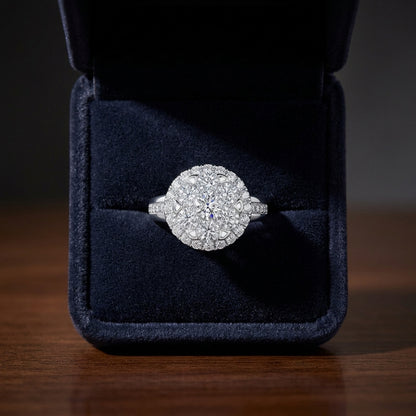 Diamond Halo Ring With Illusion Channel Shank In 14k White Gold 2.05ctw — gift presentation
