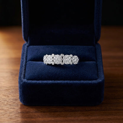 Diamond Cluster 5-stone Band In 14k White Gold — gift presentation
