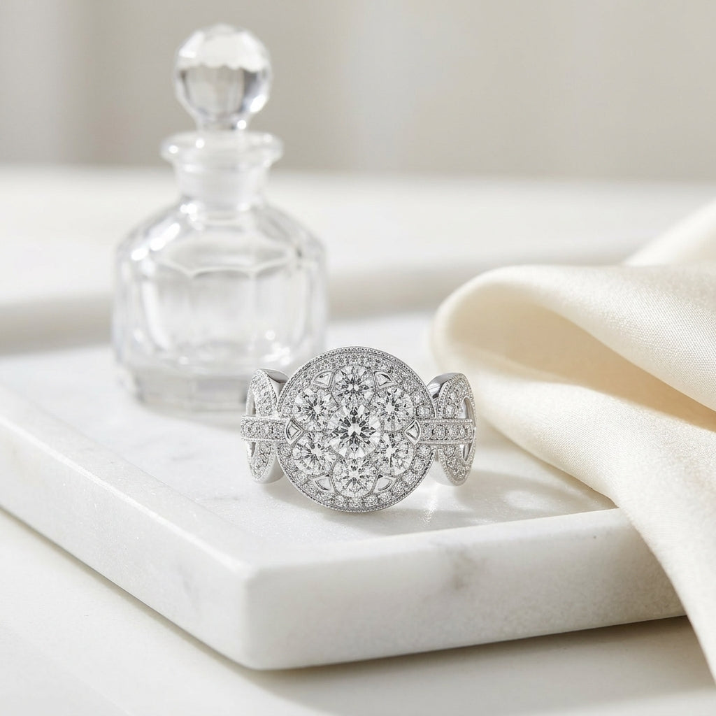 Diamond Equestrian-inspired Ring In 14k White Gold 1.15ctw — atelier still life