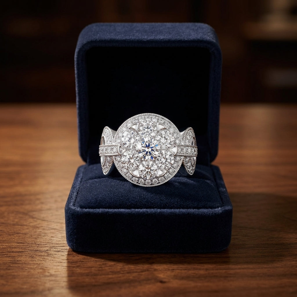 Diamond Equestrian-inspired Ring In 14k White Gold 1.15ctw — gift presentation