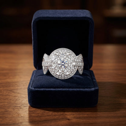 Diamond Equestrian-inspired Ring In 14k White Gold 1.15ctw — gift presentation