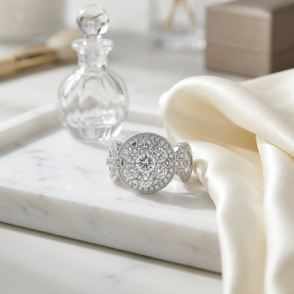 Diamond Equestrian-inspired Ring In 14k White Gold 2.05ctw — atelier still life