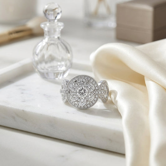 Diamond Equestrian-inspired Ring In 14k White Gold 2.05ctw — atelier still life