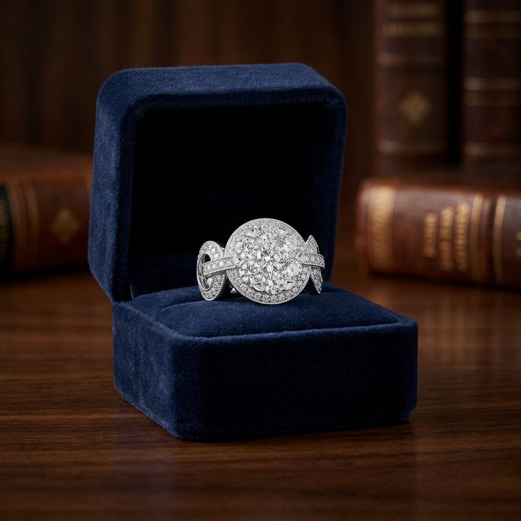 Diamond Equestrian-inspired Ring In 14k White Gold 2.05ctw — gift presentation